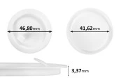 Пластмасово уплътнение (PE) бяло височина 3.37 mm - диаметър 46.80 mm (малко: 41.62 mm) - 12бр Пластмасово уплътнение (PE) бяло височина 3.37 mm - диаметър 46.80 mm (малко: 41.62 mm) - 12бр