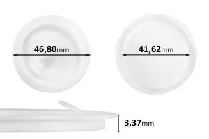 Пластмасово уплътнение (PE) бяло височина 3.37 mm - диаметър 46.80 mm (малко: 41.62 mm) - 12бр-1