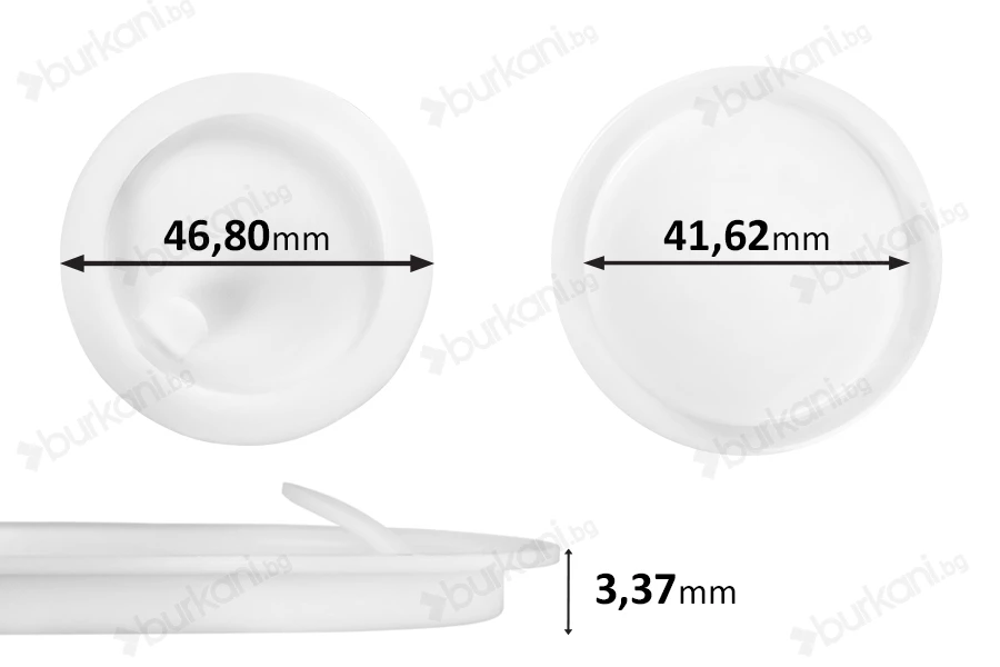 Пластмасово уплътнение (PE) бяло височина 3.37 mm - диаметър 46.80 mm (малко: 41.62 mm) - 12бр-изображение_продукт