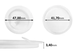 Пластмасово уплътнение (PE) бяло а височина 3.40 mm - диаметър 47 mm (малко: 41.70 mm) - 12бр-1