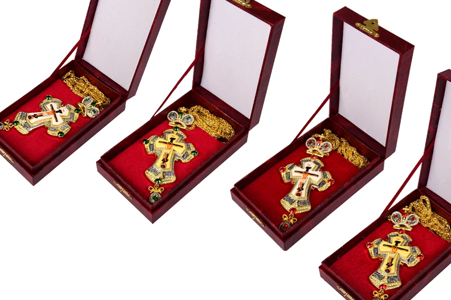 Kryq gjoksi me gurë me ngjyra, zinxhir (120 cm) dhe këllëf-изображение_размери