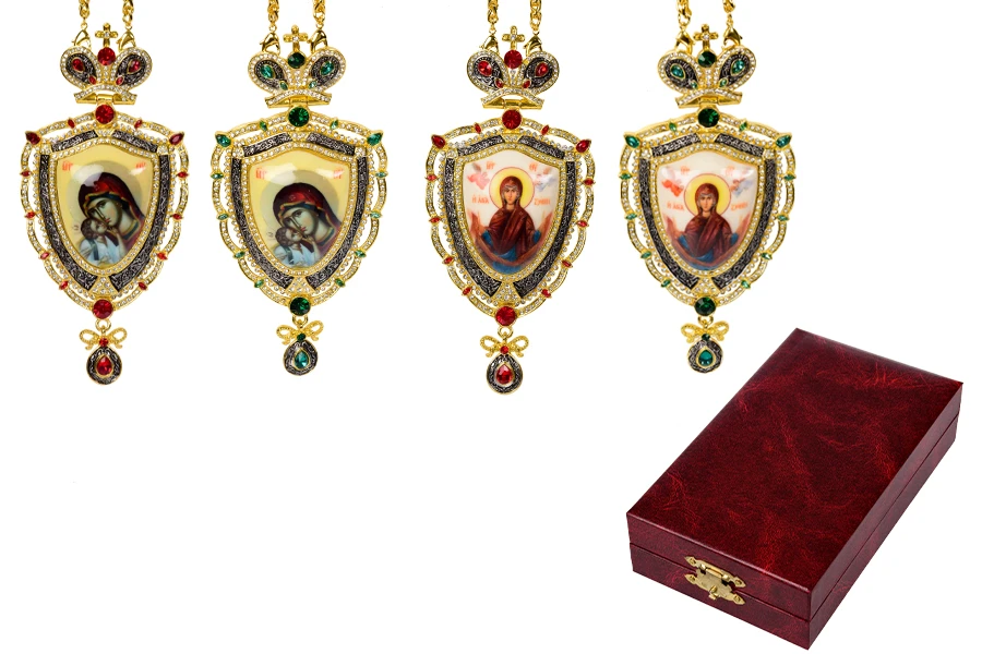 Kryq gjoksi me gurë me ngjyra, zinxhir (120 cm) dhe këllëf-изображение_продукт