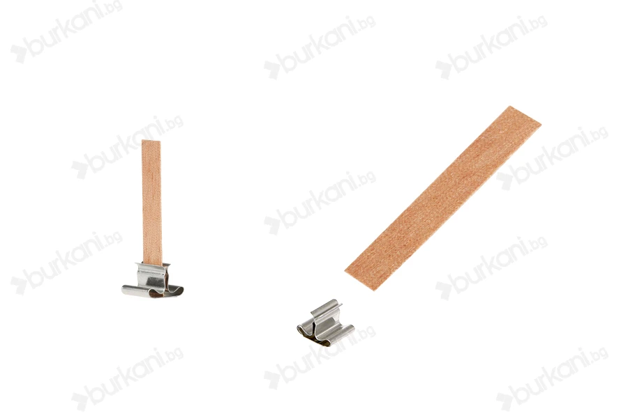 Дървени фитили 9х50 мм с метална основа за свещи - 25 бр-изображение_продукт