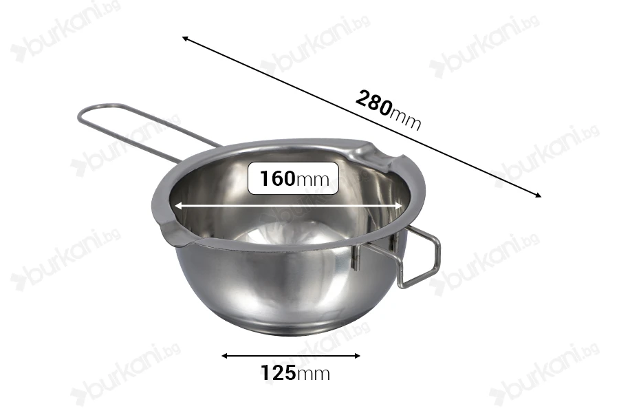 Метален съд (инокс) 600мл  (bain marie)-изображение_размери