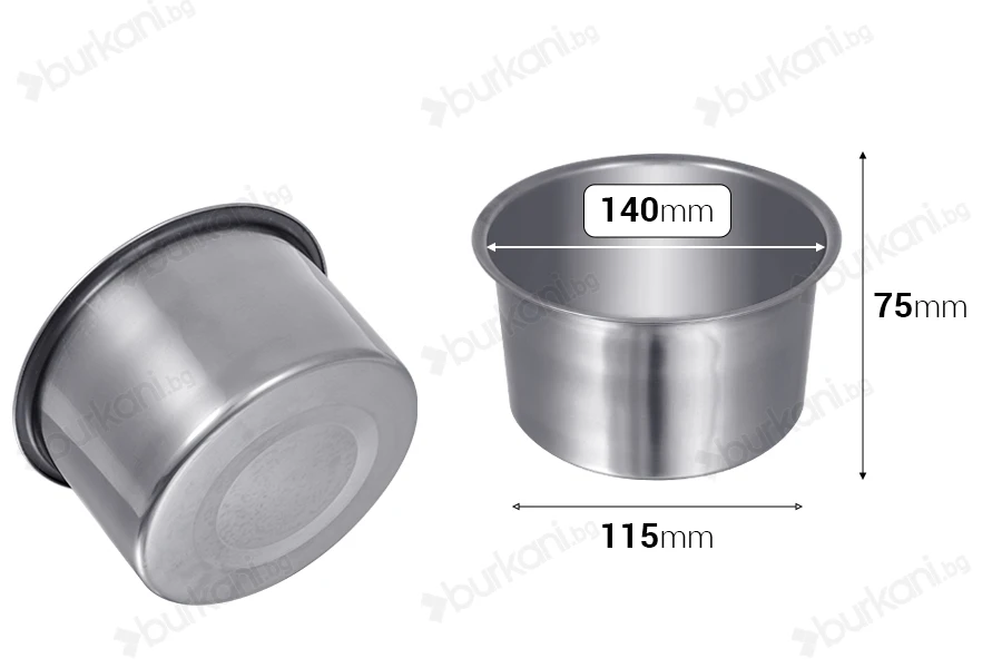 Иноксов метален съд за водна баня (Bain Marie) -140 mm-изображение_размери