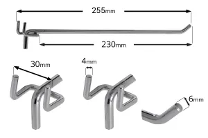 Кука единична за перфориране на щандове 250 mm-3