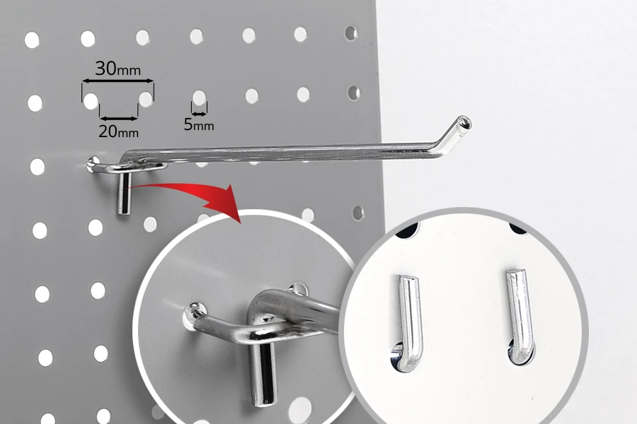 Кука единична за перфориране на щандове 250 mm-изображение_група