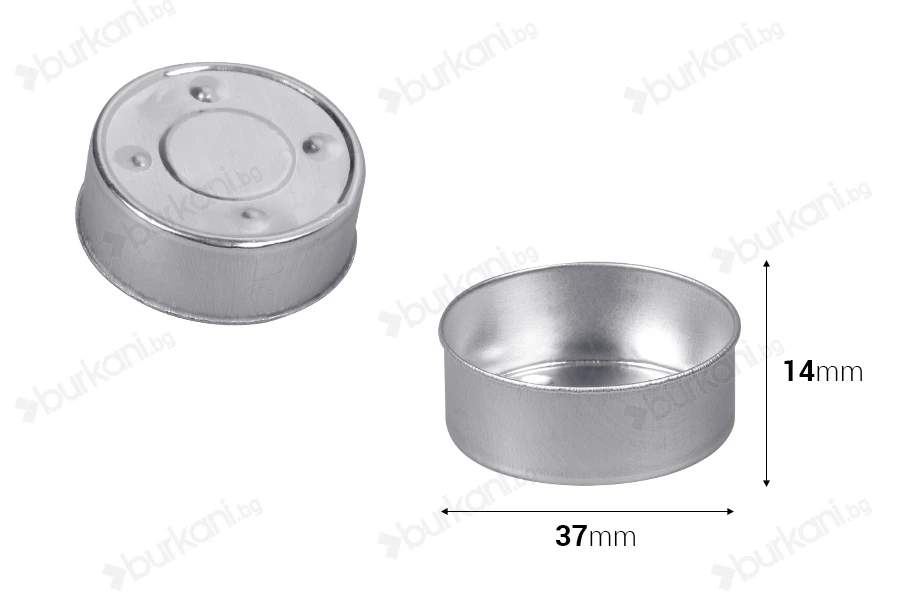 Кръгла алуминиева купа (поставка) за чаена свещ  37x14 mm  - 100 бр.-изображение_размери