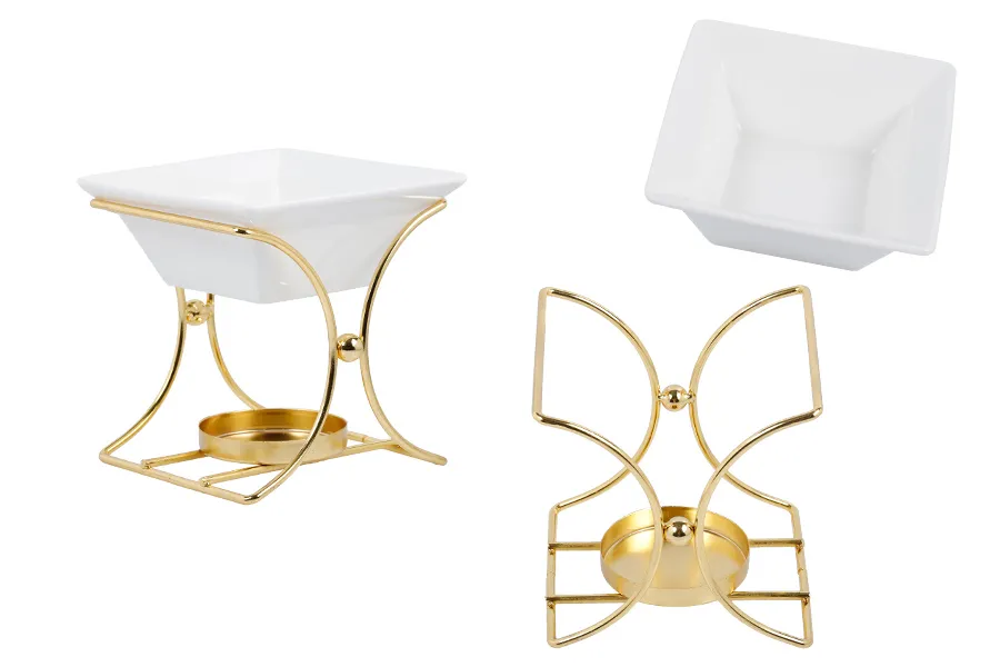 Метален аромадифузор в квадратна форма с керамичен съд за топене на масла-изображение_продукт