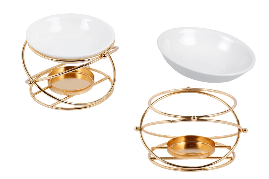 Кръгъл метален дифузор с керамичен съд за топене на масла-изображение_продукт