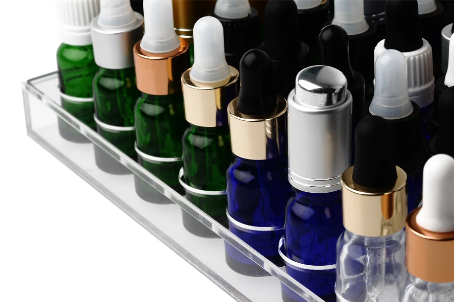 Стойка (стелаж)  от  плексиглас 165x120x28 с силиконови крака - 24 места (отвор на дупките  17 mm)-изображение_група