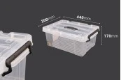 Пластмасова кутия 440x300x170 mm с капак и дръжка Пластмасова кутия 440x300x170 mm с капак и дръжка