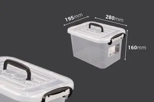 Прозрачна пластмасова кутия за съхранение с размери 280x195x160 mm, с капак с дръжка-2