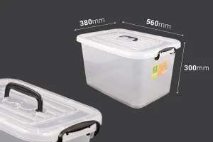 Пластмасова прозрачна кутия за съхранение с размери  560x380x300 mm, с капак с дръжка-2