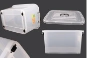 Пластмасова прозрачна кутия за съхранение с размери 560x380x300 mm, с капак с дръжка Пластмасова прозрачна кутия за съхранение с размери 560x380x300 mm, с капак с дръжка
