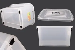 Пластмасова прозрачна кутия за съхранение с размери  560x380x300 mm, с капак с дръжка-3