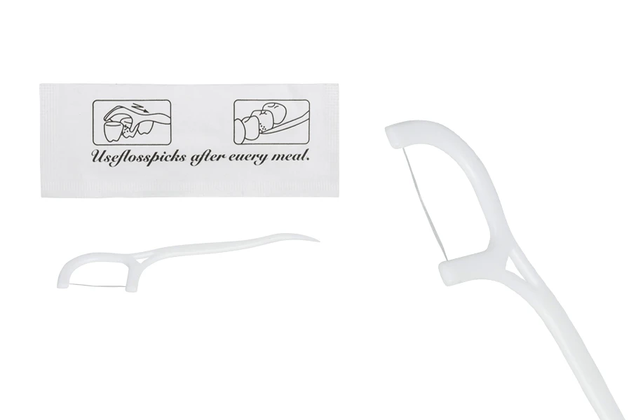 Dental Floss Picks with handle 7 cm in individual pack of 100 pcs-изображение_продукт
