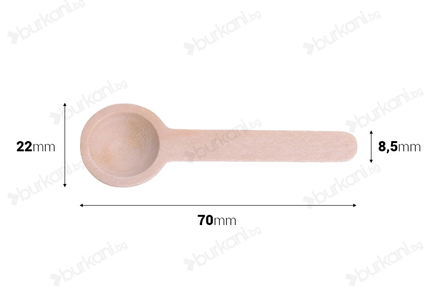 Дървена лъжичка 7 cm - 50 бр.-изображение_размери