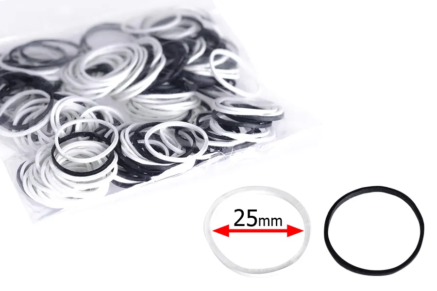 Черни и бели ластици 25 мм - 230 бр. на пакет Черни и бели ластици 25 мм - 230 бр. на пакет-изображение_продукт