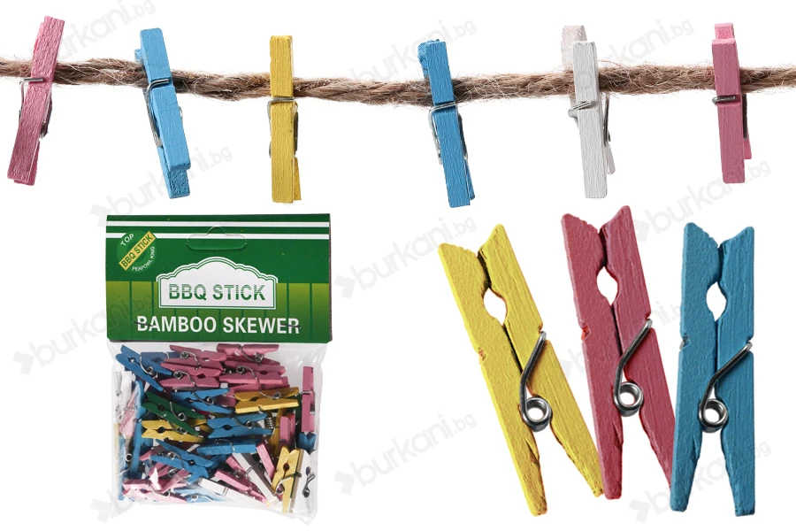 Цветни Пластмасови щипки 3 cm - 40 бр./ пакет-изображение_продукт