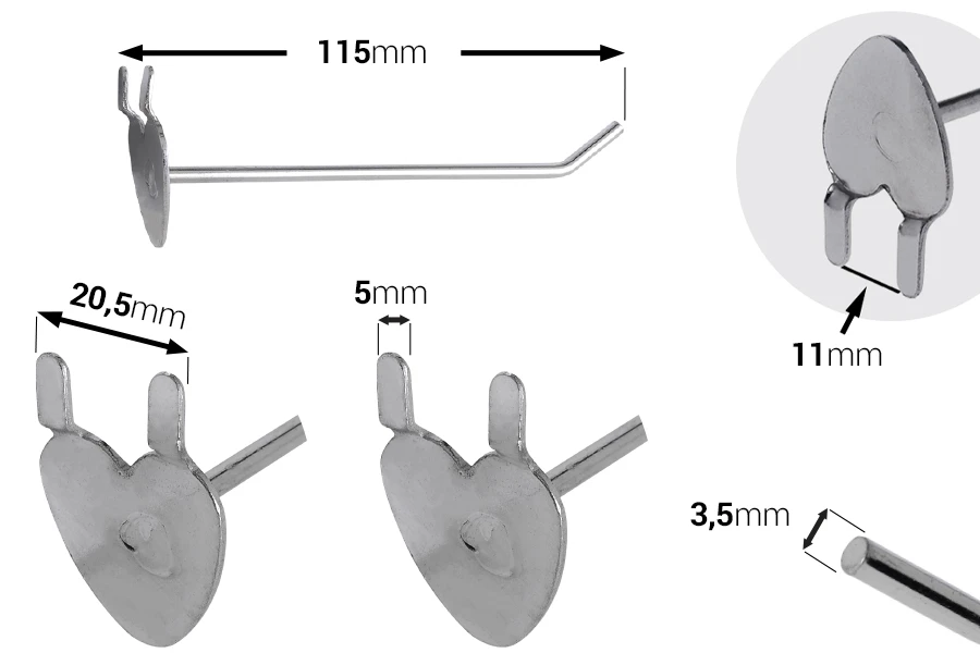 Единична кука (сърце) перфорирана ламарина с диаметър 115 мм-