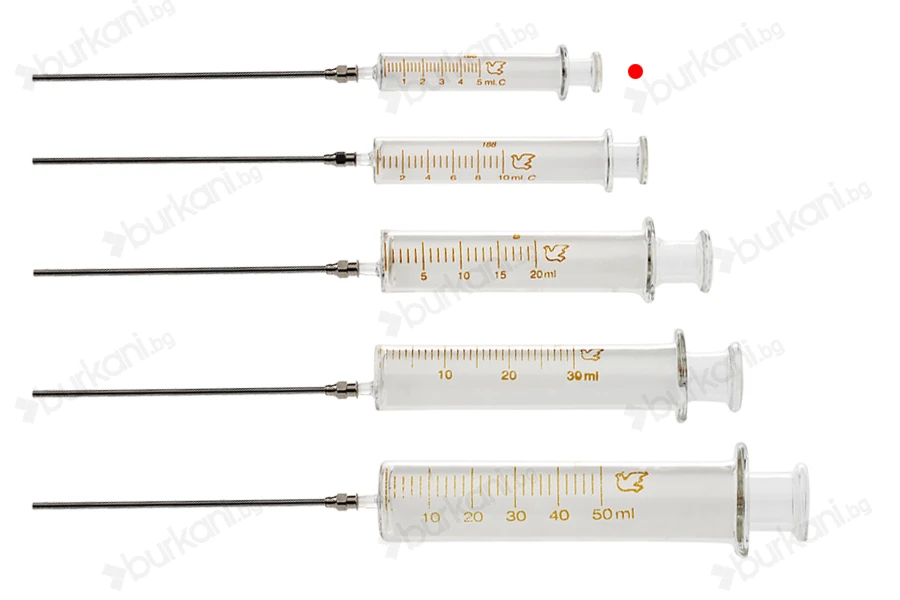 5 ml стъклена спринцовка с метална игла-изображение_група