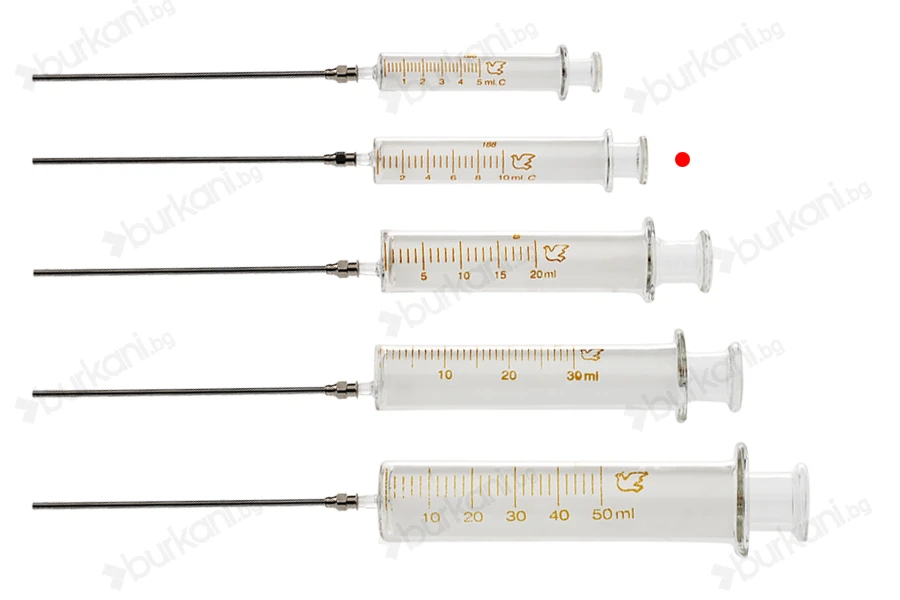 10 ml стъклена спринцовка с метална игла-изображение_група