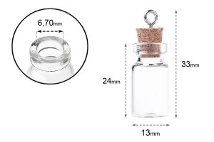 Малки шишенца с коркова тапа - висулка, размери 33,3 х 11,6 мм (9-32)-2