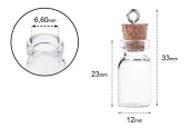 Малки шишенца с коркова тапа - висулка, размери 31,2x10,5 mm Малки шишенца с коркова тапа - висулка, размери 31,2x10,5 mm