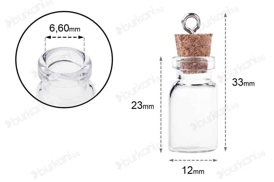 Малки шишенца с коркова тапа - висулка, размери 31,2x10,5 mm-изображение_група