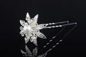 Декоративна метална брошка Перла Цвете с ширина 30 mm- 20 броя-2