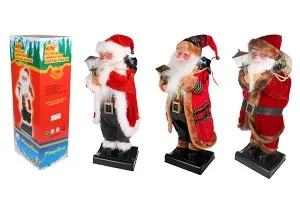 Декоративен движещ се Дядо Коледа с фенер в ръка и с музика - височина 65 см-изображение_група