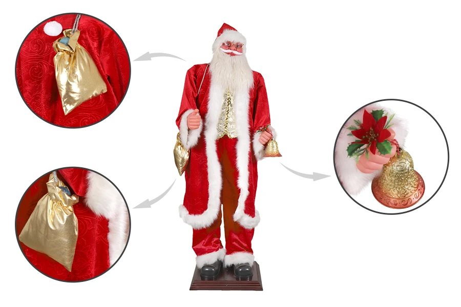 Декоративен ДЯДО КОЛЕДА, танцуващ - височина 180 см-изображение_размери