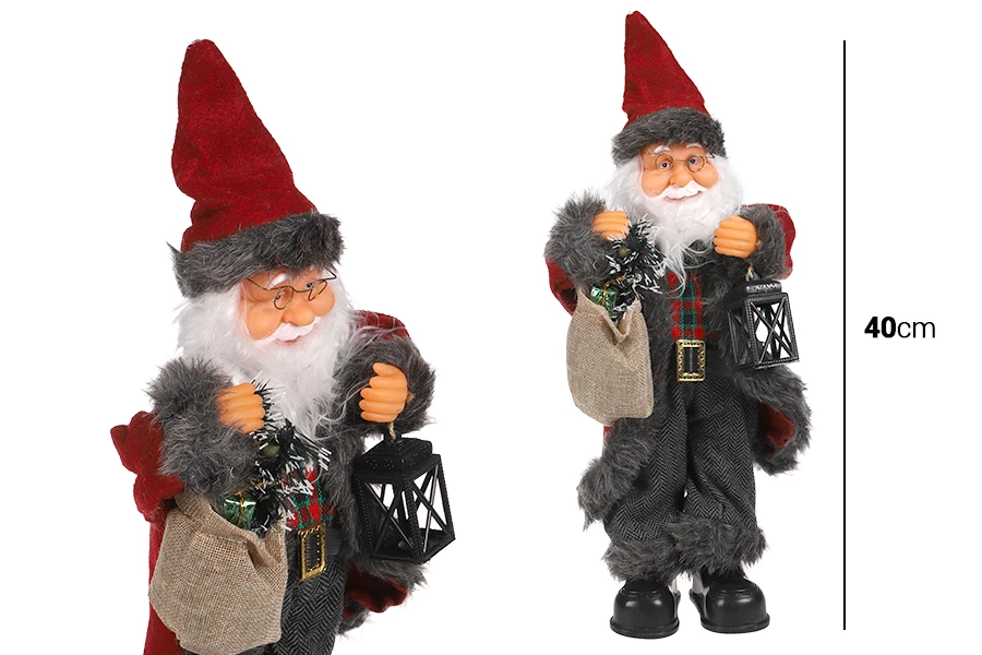 Декоративен Дядо Коледа, с музика - височина 40 см-изображение_размери