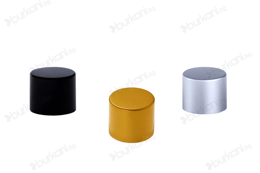 Алуминиеви  UV сребристи, златисти и черни  ΜΑΤ капачки с PP18mm с вътрешен разделител-изображение_продукт