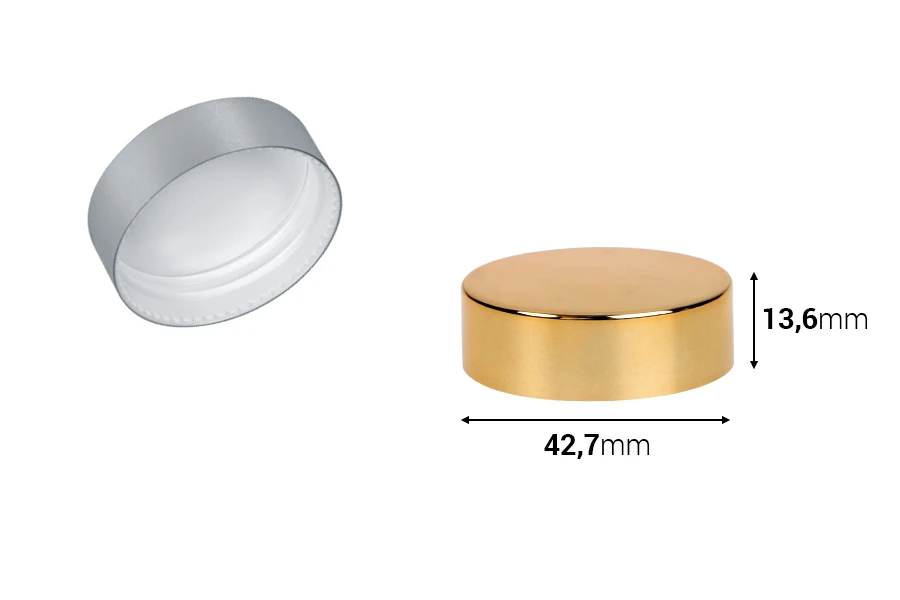 Пластмасова капачка с алуминиево покритие и вътрешен уплътнител (за буркани 15 мл с код 16-2940)-изображение_размери