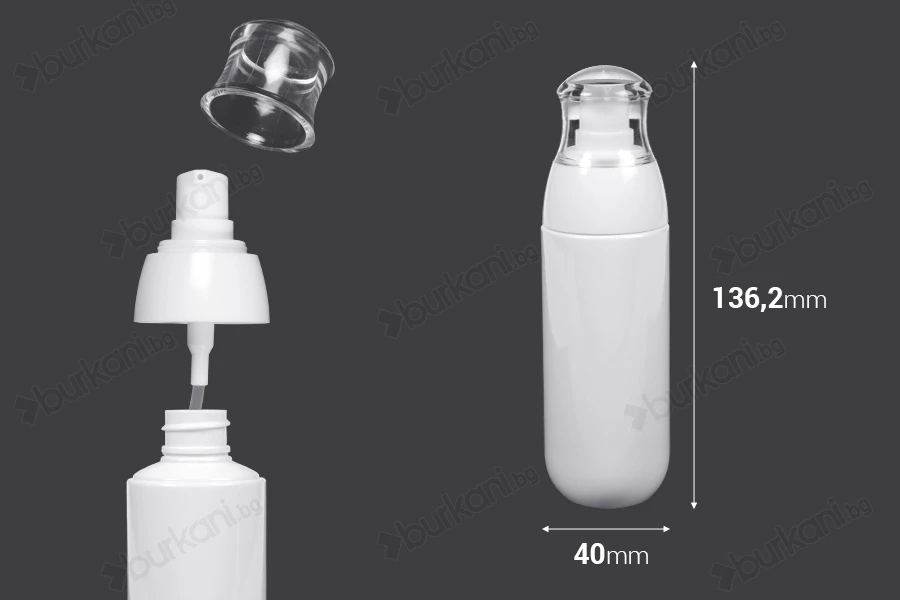 Пластмасова PET бутилка 80 ml с бяла помпа и прозрачна капачка-изображение_размери