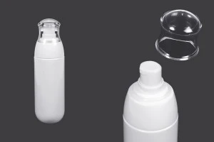 Пластмасова PET бутилка 80 ml с бяла помпа и прозрачна капачка-1
