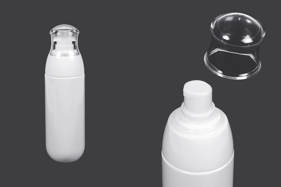 Пластмасова PET бутилка 80 ml с бяла помпа и прозрачна капачка Пластмасова PET бутилка 80 ml с бяла помпа и прозрачна капачка
