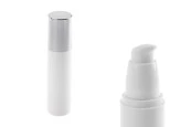 Пластмасова бяла бутилка Airless 50 ml със сребриста капачка Пластмасова бяла бутилка Airless 50 ml със сребриста капачка
