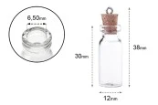 Малки шишенца с коркова тапа - висулка, размери 38,6x11 mm-изображение_размери