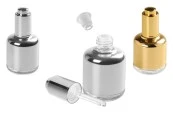 Стъклена бутилка 50 ml с капкомер, цедка и капачка бутон Стъклена бутилка 50 ml с капкомер, цедка и капачка бутон