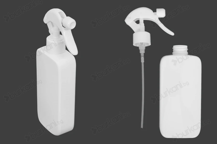 Бутилка 300 ml пластмаса (PET) бяла със спрей помпа - 12 бр-изображение_размери