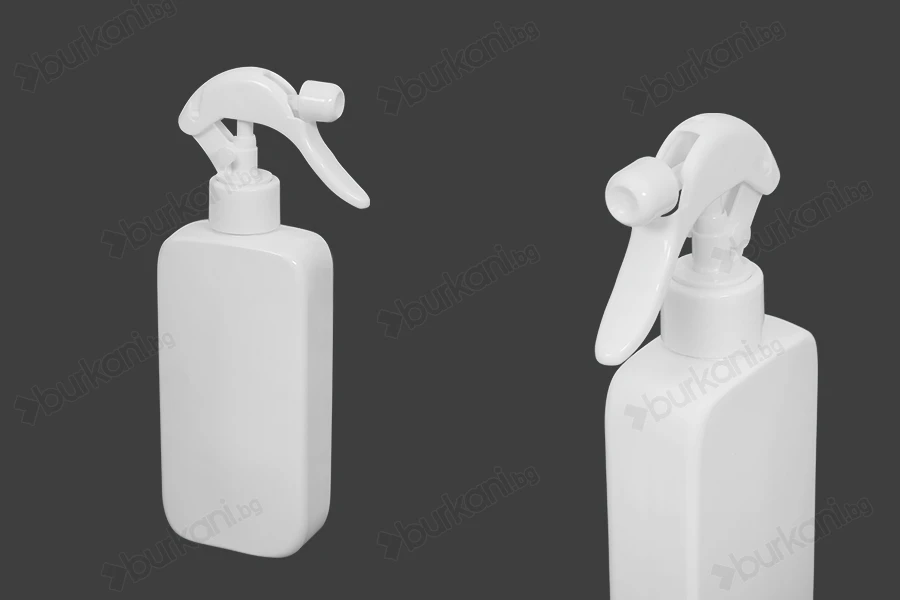 Бутилка 300 ml пластмаса (PET) бяла със спрей помпа - 12 бр-изображение_продукт