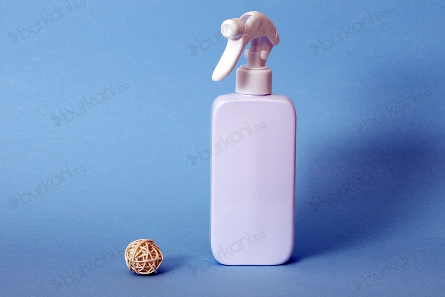 Бутилка 300 ml пластмаса (PET) бяла със спрей помпа - 12 бр-