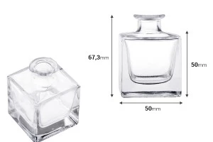 Стъклена квадратна бутилка  60 ml с тапа  Φ 15.5-2