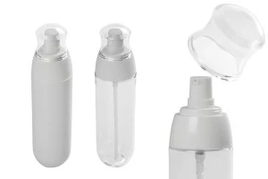 Пластмасова PET бутилка 100 ml с бяла помпа и прозрачна  капачка-1