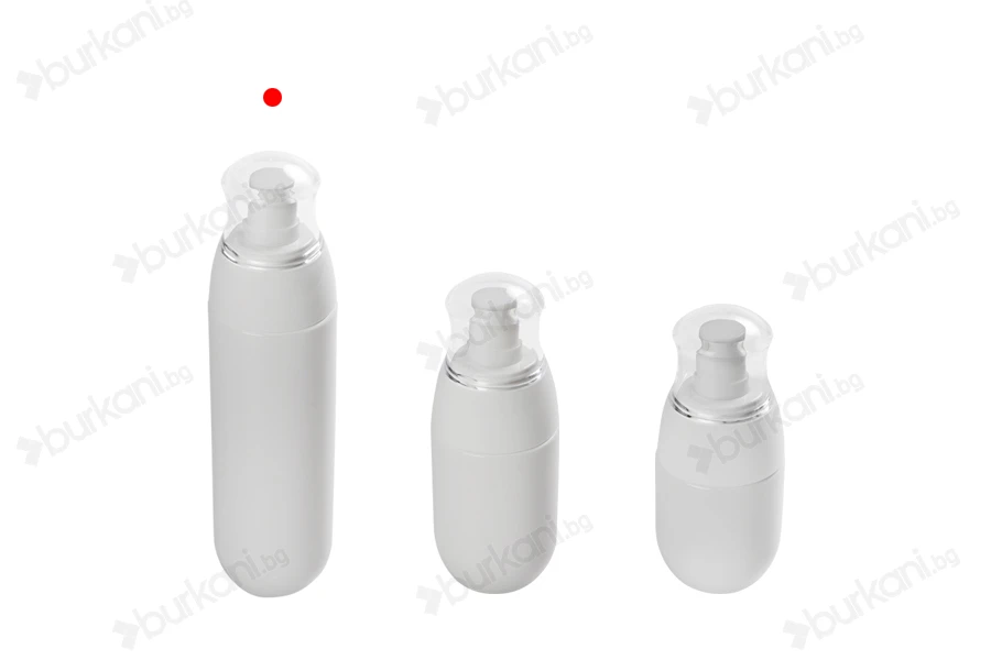 Пластмасова PET бутилка 100 ml с бяла помпа и прозрачна  капачка-изображение_група