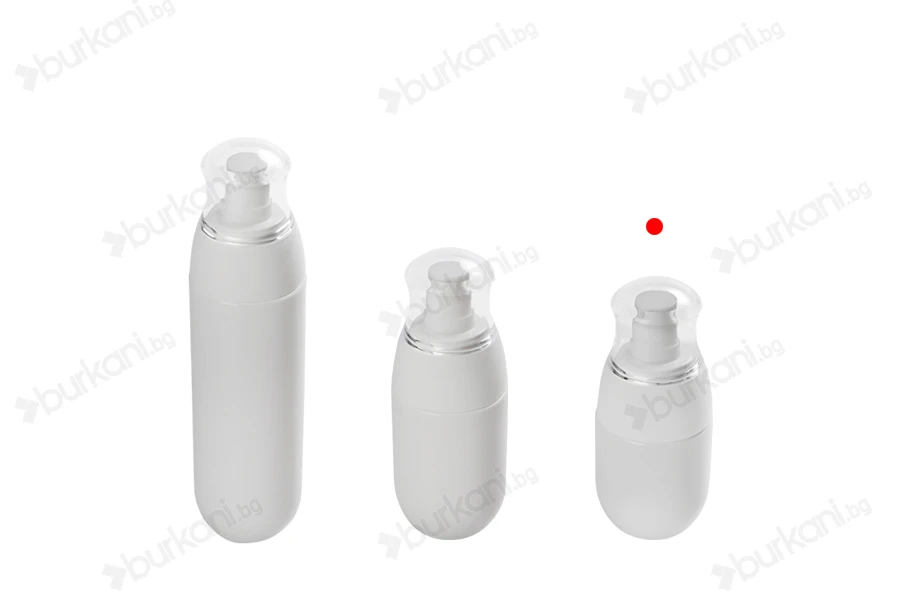Пластмасова бутилка PET  30 ml с бяла лосион  помпа и прозрачна капачка-изображение_група