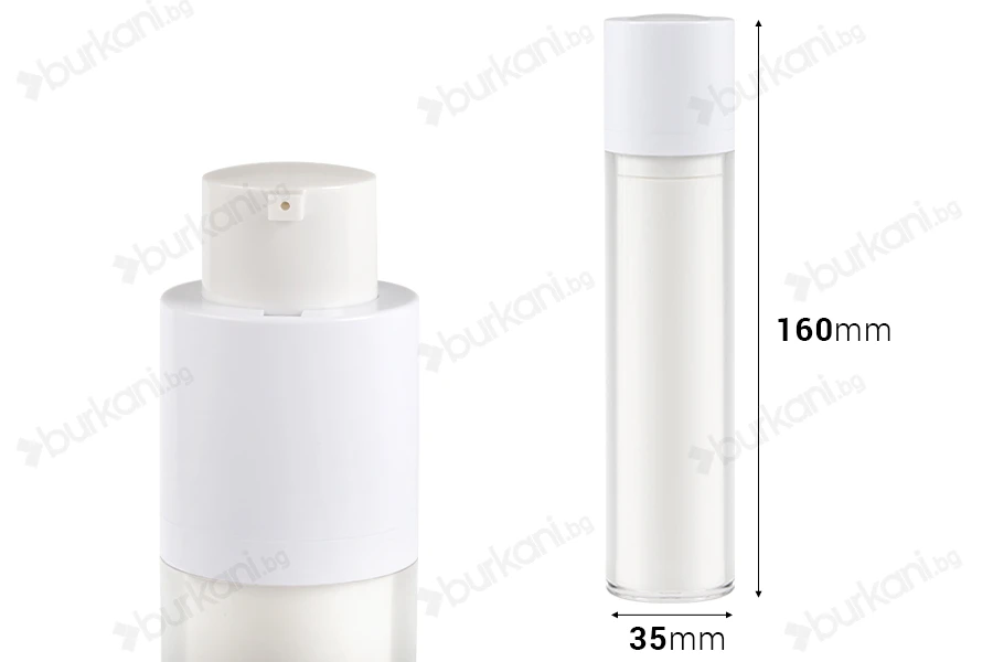 Пластмасова бутилка тип airless 50 ml за серуми, крем или лосион-изображение_размери